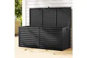 Gardeon Outdoor Storage Box 490L Container Lockable Garden Bench Shed Tools Toy All Black