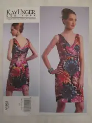 Vogue 1302 Kay Unger New York American Designer Lined Dress Pattern 6-14 Uncut