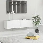 Wall-Mounted TV Cabinet TV Stand Unit Hanging Lowboard Entertainment Centre Media Console, Floating Organize Storage Cabinets, Living Room Bedroom Decorative, 120x30x30 cm Chipboard