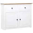 NNEVL Sideboard White 93x40x80 cm Solid Pinewood Panama Range