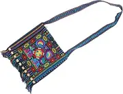 [OFFSCH] traditional crossbody bag tassel crossbody bag Cultural bag embroidery flowers bag Creative shoulder bag folk-custom Shoulder Bags Yunnan souvenir travel Wooden