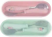 LABRIMP Complete Child Fork Spoon Set 2 Piece Boys and Girls Tableware Set Stainless Steel Safe Easy to Hold for Baby Feeding