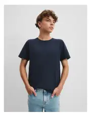[Country Road] Teen Recycled Cotton Blend Plain Short Sleeve T-shirt in Navy