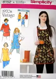 1970's Vintage Style Aprons Misses Size XS-L Simplicity 8152 Sewing Pattern