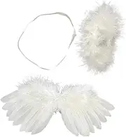 Eigell Dolls Wing and Headband for Kids DIY Cute Miniature Feather Angel Wing Decor, White