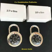 2 x COMBINATION PADLOCKS - 3 DIGIT Combination CODE - NEW