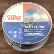 CD-RW Disc 25 Pack 12x 80 min 700 mb Sealed New Spindle Office Depot 679-824