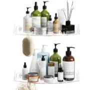 2 Pack Acrylic Corner Shower Caddy, Clear Corner Shower Shelf with 4 Hooks,