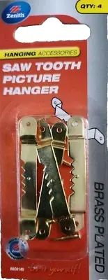 Zenith Brass Plated Saw tooth Picture Hanger with Nails for Photoframes PK4