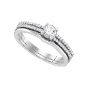 14k White Gold Round Diamond Bridal Wedding Ring Set 1/2 Cttw (Certified)