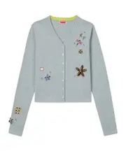 Embroidered cardigan in cotton L light gray