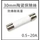 30mm 陶瓷保險絲 0.5A 1A 2A 3A 5A 6A 6.3A 7A 8A 10A 12A 15A 防爆耐高溫