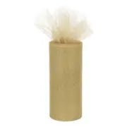 6" 25 Yards Glitter Tulle Ribbon Rolls Netting Fabric Champagne Gold