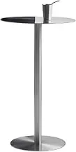 Round Dining Table, Stainless Steel Counter Bistro Pub Tables with Fixed Tabletop and Stable Base, Kitchen Breakfast Bar Modern Pedestal Table(60x105cm/2.0x3.4ft)