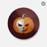 Pumpkin Smile Halloween Iron Mask | 4'' X 4'' Round Decorative Magnet