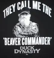 Men’s Duck Dynasty Black Shirt T-Shirt Large ''Beaver Commander'' Si Robertson