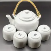 WHITE TEA SET PIER 1 IMPORTS Teapot and 4 Cups in Box
