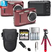 Kodak PIXPRO FZ43 Digital Camera (Red) + Tripod + 1 Yr Warranty - 64GB Kit