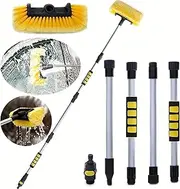 62" Car Wash Brush with Long Handle Extendable Wash Brush with Soft Flow-Thru Bristles, Hose Attachment for Car Truck, RV, SUV, Boat & Outdoor Cleaning