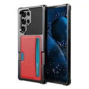 Zm02 Built-in Magnetic Metal Sheet Shockproof Card Holder Pu Leather + Tpu Hybrid Case Phone Cover For Samsung Galaxy S22 Ultra 5g - Black