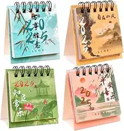WEKAMOS 4pcs 2025 Desk Calendar Stand up Desk Calendar Desk Fan Dashboard Standing Calendar Wall Clock White Board 2024 Desk Calendar Calendars Desktop Calendar Monthly Desk Calendar Paper