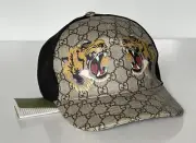 NWT Gucci Tiger GG Print Baseball Cap Brown Hat L (59 cm) Made in Italy 426887