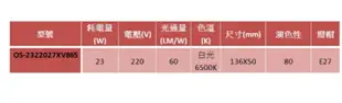 〖歐司朗 出清品〗 E27 螺旋燈泡 23W 220V 白光 〖永光照明〗OS-2322027XV865