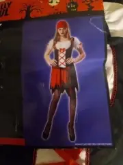 NWT-Totally Ghoul Adult Womens 2 Pc Red Pretty Pirate Halloween Costume-size OS