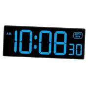 LED Wall Clock Digital Clock with Seconds, Electric Plug in Large Big Blue