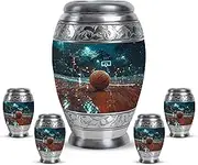 Basketball Urn for Ashes Adult Male - Cremation Urns for Men - Keepsake Urns for Human Ashes - Blue Large Funeral for Human Ashes Adult Female - Urn (Combo of 5, Large 10 Inch & Small 3 Inch)