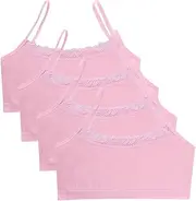 [Surakey] Girls Seamless Training Bra - Crop Training Bras for Girls. Best Girls Sports Bra. Big Seamless Lace, 4 Piece Bra