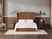 My Style Winged Headboard & Slimline Base - Queen / Gingerbread / Gas Lift Base