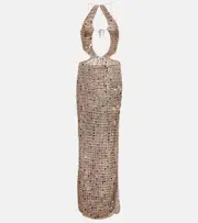[Aya Muse] Aya Muse Morel cutout sequined maxi dress AU 14 beige