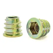 Fifty (50) 5/16"-18 Zinc Hex Flanged Threaded Inserts For Wood | .512" Length (B