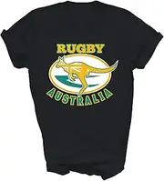 [Modern Supply Tee] Australia Rugby Australian Flag Aussie Kangaroo Rugby Fans Player Unisex Shirt Gift Women Coach (3) T-Shirt (Black;L)