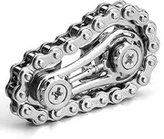 Fidget Spinners Sprocket Fidgets Chain Stainless Steel Fidget Cube Gears Linkage Novelty Fidget Block Kinetic Desk Toy Metal Focus Meditation Break Bad Habits ADHD (Silver)