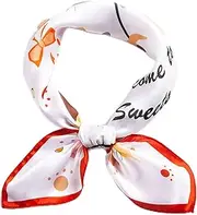 [ROBAUN] 21.7" X 21.7" Women's Fashion Kittens Pattern Small Square Silk Hair Scarf Satin Head Sleeping Wrap for Gift