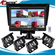 7" Quad Monitor Split Screen Reversing 4 Camera IR CCD 4PIN Kit Truck 24V/12V HD