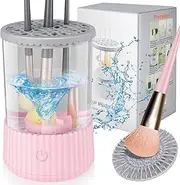Electric Makeup Brush Cleaner, USB Make Up Brush Washer, Cosmetic Brush Swirl Cleanser Tool, Quick Efficient Machine, Clean for Beauty Women Makeup Brushes, Pink
