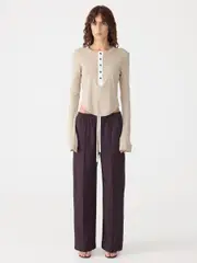 Scoop Hem Placket T-Shirt