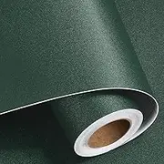 HelloWall Dark Green Wallpaper Peel and Stick Wallpaper Textured Solid Green Contact Paper for Cabinets and Drawers Waterproof Self Adhesive Wallpaper for Bedroom Bathroom Renter Friendly 17.7"x80"