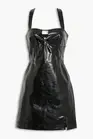 $475 NWT JONATHAN SIMKHAI Abra Vegan Leather Bustier Mini Dress, Black, XS