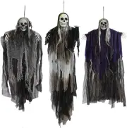 JOYIN 3 Pack Hanging Halloween Skeleton Ghosts Decorations, Grim Reapers for Bes