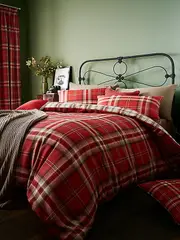 Catherine Lansfield Kelso Tartan Double Duvet Cover Set - Red