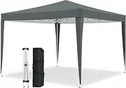 2x2M Gazebo Canopy Tent Marquee Pop Up Gazebo Outdoor Wedding Patio Party Tent Folding Sun Shelter Grey