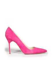 Pink Suede Pointed-Toe Pumps