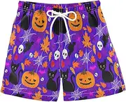 [RPLIFE] Swimming Trunks for Kids, Anti Chafe Swim Trunks Boys 2 T, Whimsical Halloween Characters Purple