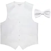 New Men's Formal Vest Tuxedo Waistcoat_Bowtie solid white party wedding prom