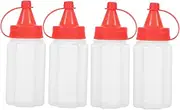 4Pcs Mini Condiment Squeeze Bottles Portable Ketchup Mustard Dispensers for Sauces Dressings Outdoor Bbq Lightweight Compact for