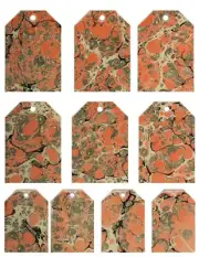 Ten Marbled Pumpkin esque HANG TAGS Ephemera Vintage Style for Junk Journal etc